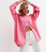 New Look Bright Pink Poplin Oversized Shirt